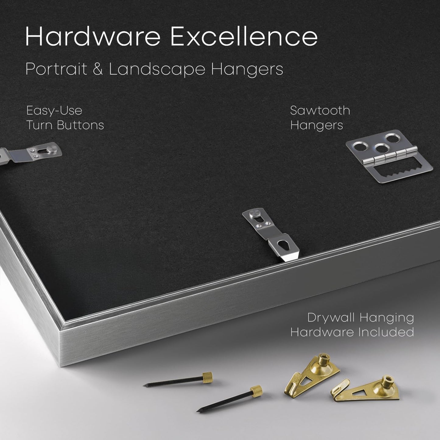 Homeforia Silver Picture Frame 8x10, High End Metal 8 x 10 Photo Frames with Mat 5 by 7 Art, 10x8 Thin Frame Matted to 5x7 inch Print, 10by8 Wall or Tabletop Frames, Tempered Glass, Wall Kit, Set of 1