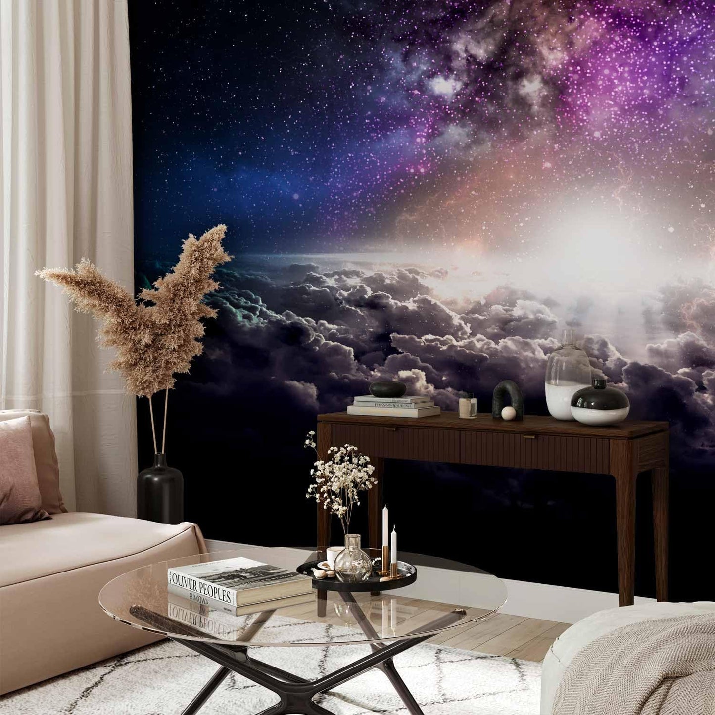 artgeist Premium Wall Mural Galaxy 79x55 in - Non-Woven Wallpaper Fleece Wall Decor Photo Print Picture Image Design Home Mural Cosmos Sky Star Cloud Purple i-A-10009-a-a