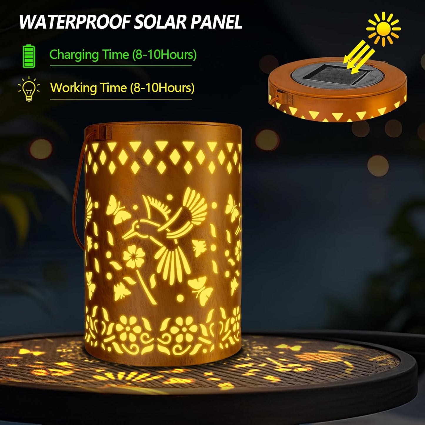 Solar Lanterns Outdoor Waterproof Hummingbird Garden Decor Birthday Gifts for Women Mom Grandma Hanging Solar Lights Metal Decoration for Yard, Patio, Backyard, Porch, Garden, 2 Pack