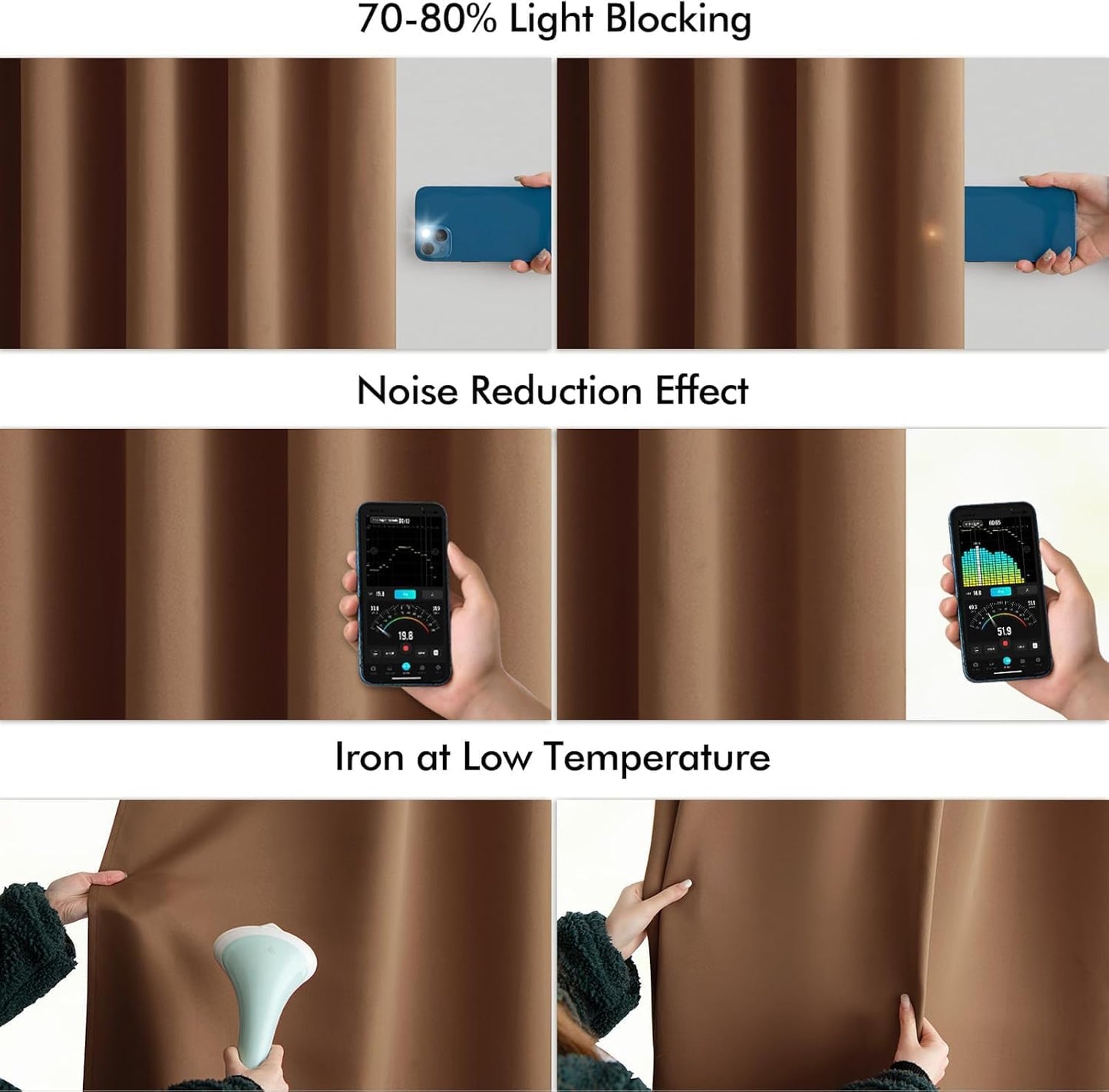 MIULEE Back Tab Blackout Curtains 96 Inch Long 2 Panels Set for Living Room Bedroom, Rod Pocket/Pinch Pleated Long Thermal Insulated Room Darkening Floor to Ceiling Drapes, W52xL96, Cappuccino Brown