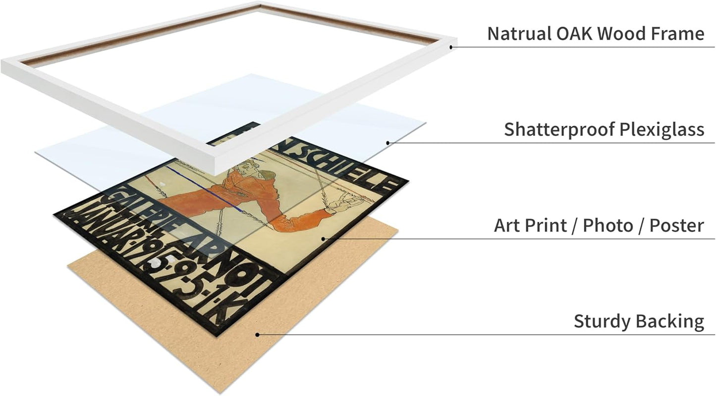 Poster Master Vintage Painting Poster - Retro Expressionism Print - Self Portrait as the Martyred St Sebastian - Gift for Artist, Friend - Wall Decor for Home, Office, 11x14 White Framed
