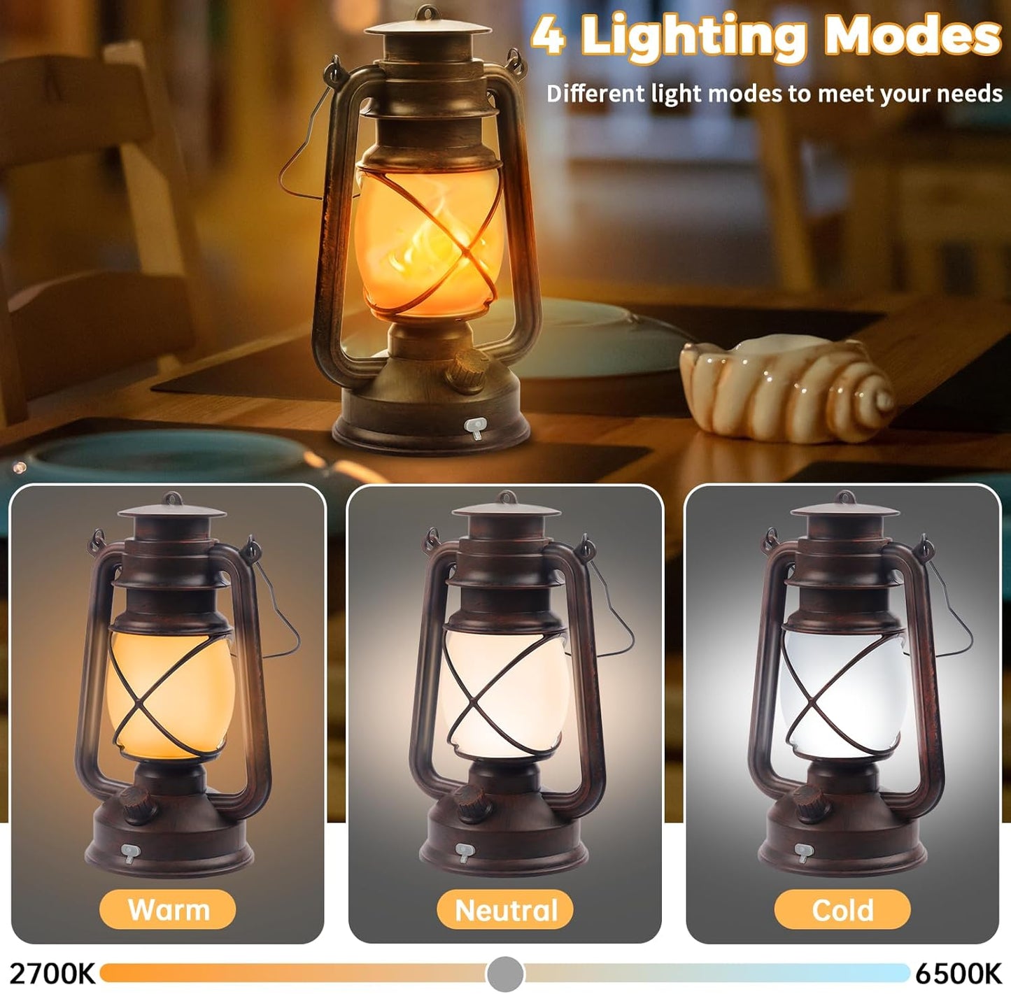 2 Pack Bronze Vintage 4 Modes Light LED Lanterns，Rechargeable Dancing Flame Lanterns Decorative Outdoor&Indoor, Remote Control Waterproof Hanging Lights for Camping,Patio Garden Pathway
