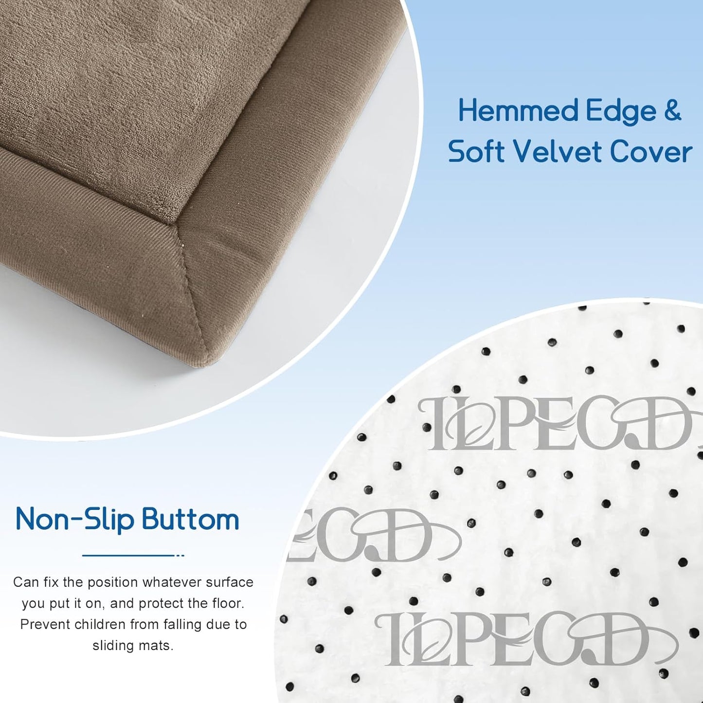 Baby Play Mat for Floor Tummy Time Mat Nursery Rug Muscle Mat Area Rug Playroom Rug Tatami Mat 6'7"x4'11" Memory Foam 1.3" Thick Crawling Mat For Babies,Toddlers, Infants, Kids,Floor Mat(Brown)