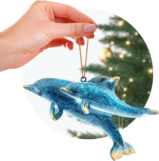 Hand-Painted Beach Christmas Ornament – Coastal Tree Decoration for Ocean Lovers – Unique Nautical Ornament for Christmas Tree or Stocking Stuffer Gift (Mother and Baby)