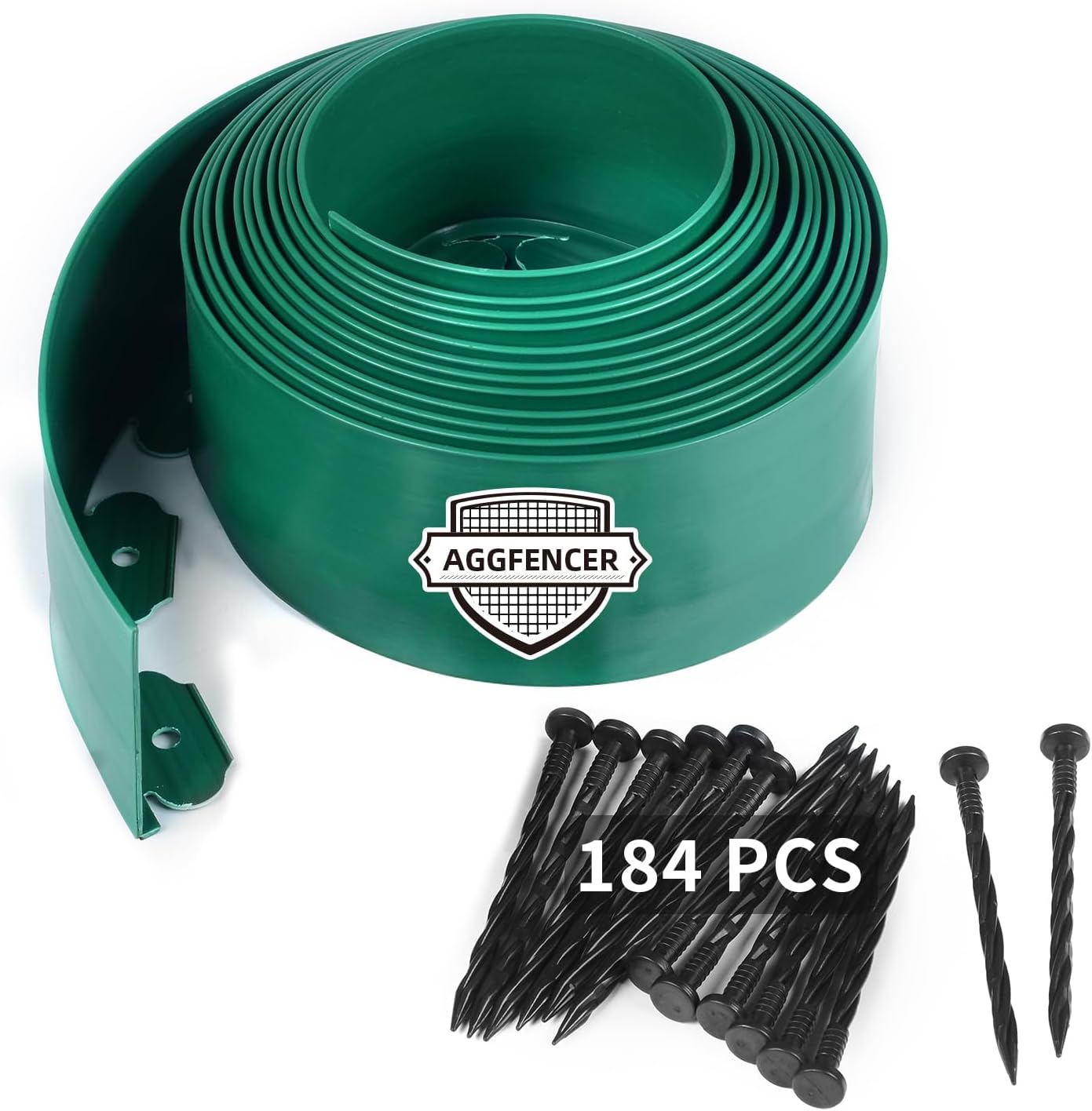 4 in x 100 Ft Garden Landscape Edging, No Dig Garden Edging Border Kit with 184 Pcs Spikes for Flower Bed Lawn Yard Grass Green