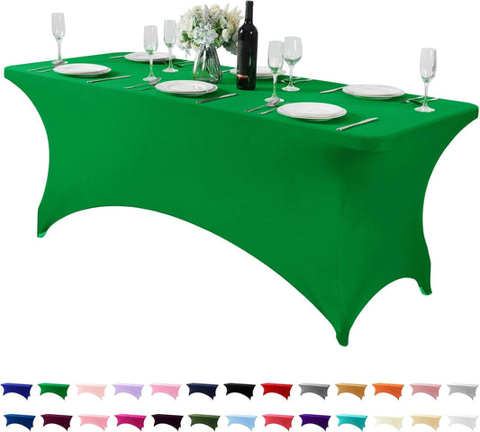 Spandex Table Cover for 6Ft or 4fT or 8ft Table Universal Fitted Stretch Tablecloth for Party, Banquet, Wedding and Events-Emerald