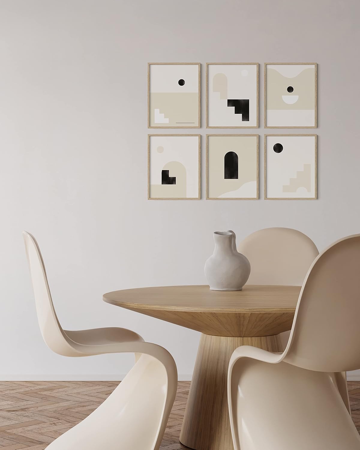 HAUS AND HUES 11"x14" Beige Oak Wood Frames Set of 6-11x14 Poster Frame, 11x14 Picture Frame Set of 6, 11 x 14 Frame Art, Wood Wall Art Frames