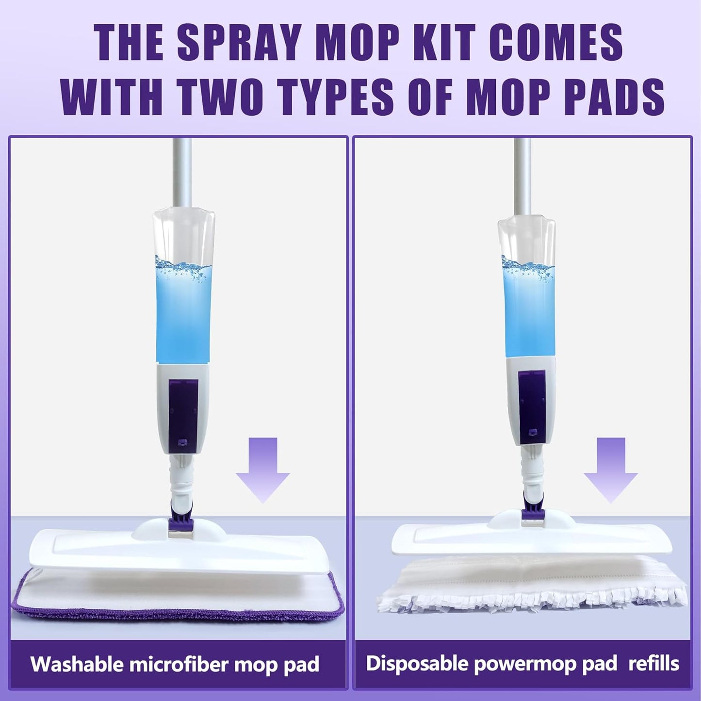 Spray Mop for Floor Cleaning with 60" Extension Handle, Dry/Wet Mop with 14oz Refillable Bottle, 3 Washable Pads&5 Disposable Refills for Hardwood Laminate Tile Floor Dust Cleaning.