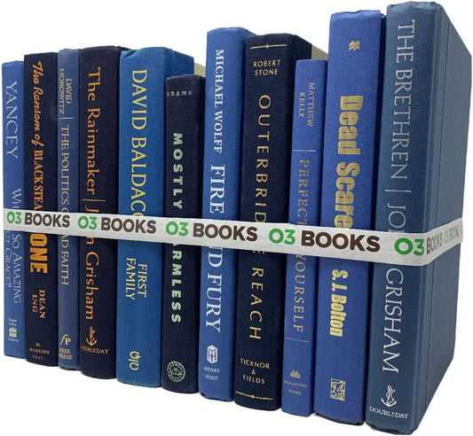 Curated Decorative Books Hardcover Décor Books for Home Décor, Choose Color, Interior Design, Office, Wedding Display, Instant Library, or Staging (One Foot, Blue)