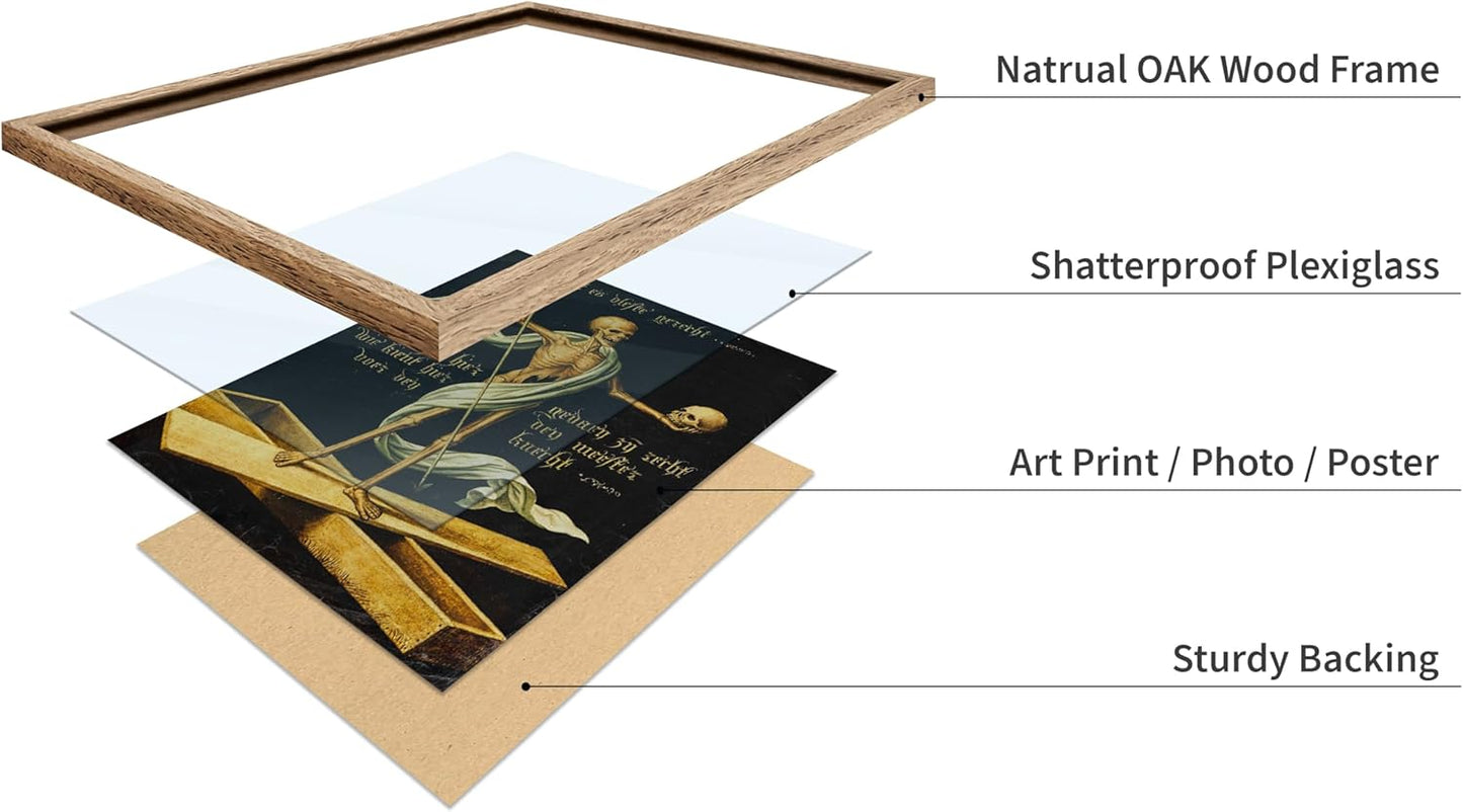 Poster Master Vintage Medieval Poster - Retro Gothic Print - Gift for Artist, Friend - Allegory of Life and Death, Skeleton, Dark, Skull - Wall Decor for Home, Living Room, 8x10 Beige Framed