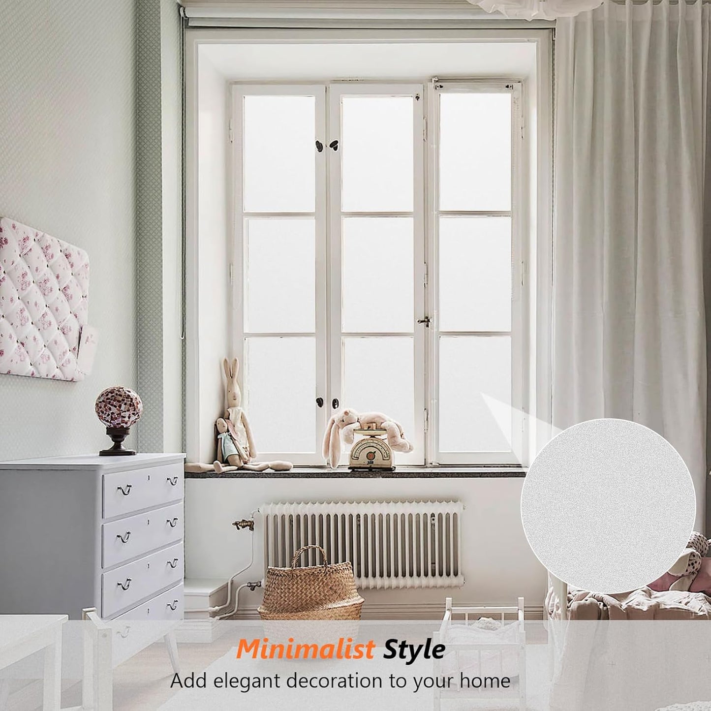 Kromapolis Window Privacy Film Frosted Glass Window Film, Heat Blocking Privacy Film for Glass Windows, Static Cling Non-Adhesive Frosting Window Stickers for Door Home (Frosted, 29.5 x 157.4 inch)