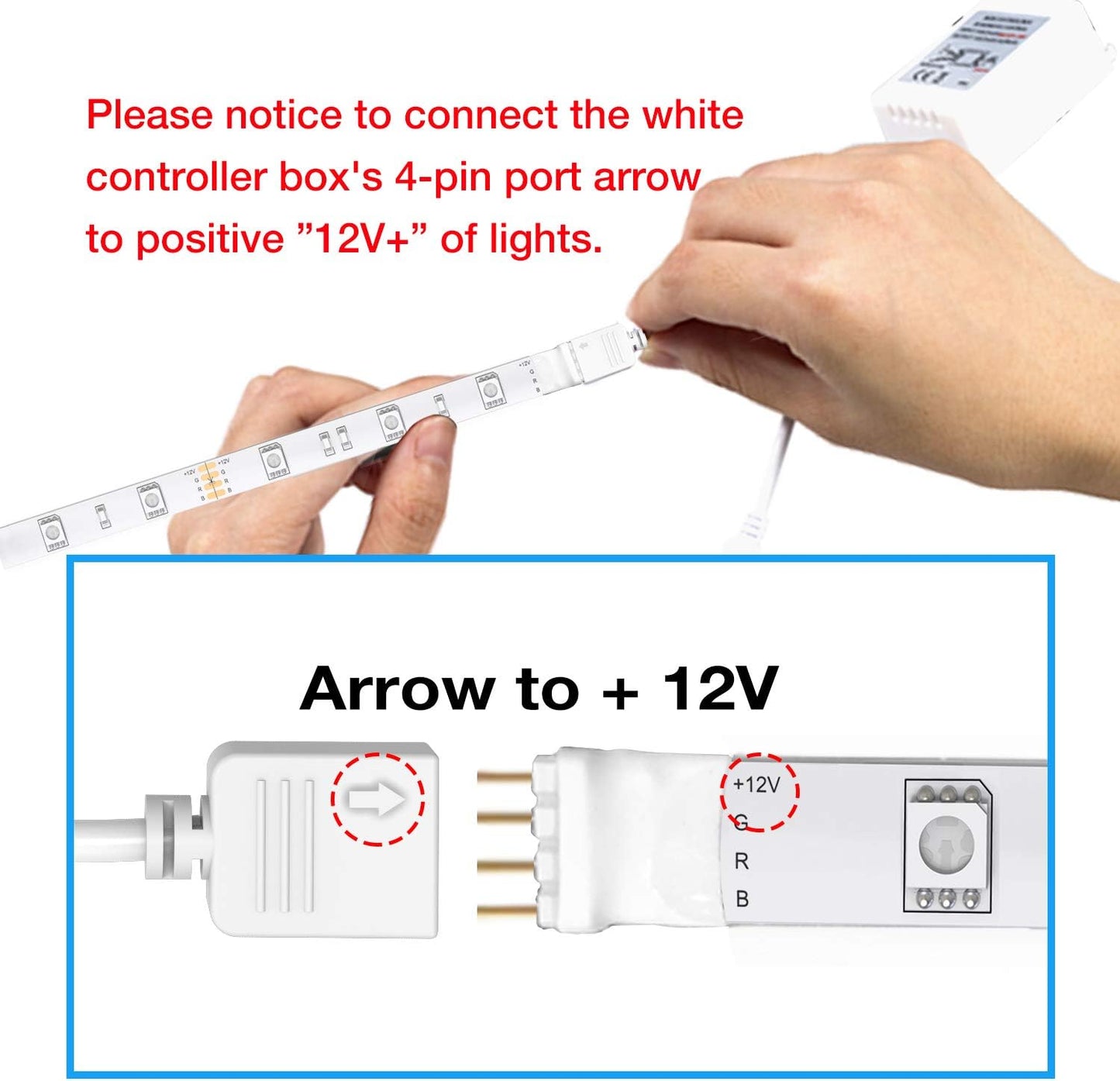 DAYBETTER Led Strip Lights 32.8 ft RGB Color Changing Lights Strip for Bedroom, Desk, Home Decoration, with Remote and Power Supply