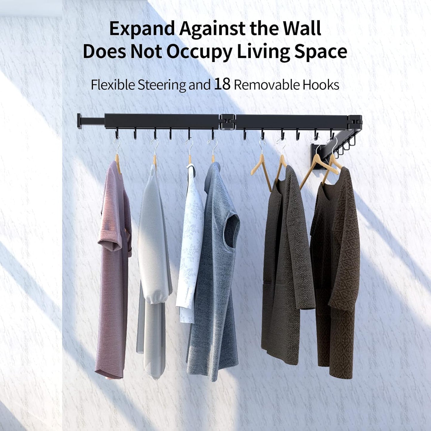 Foldable Clothes Drying Rack, 2 Fold Laundry Drying Rack Wall Mount, [No Drilling] Folding & Durable Space Saver for Laundry, Balcony, Bathroom, Patio, Dormitory, Apartment-White