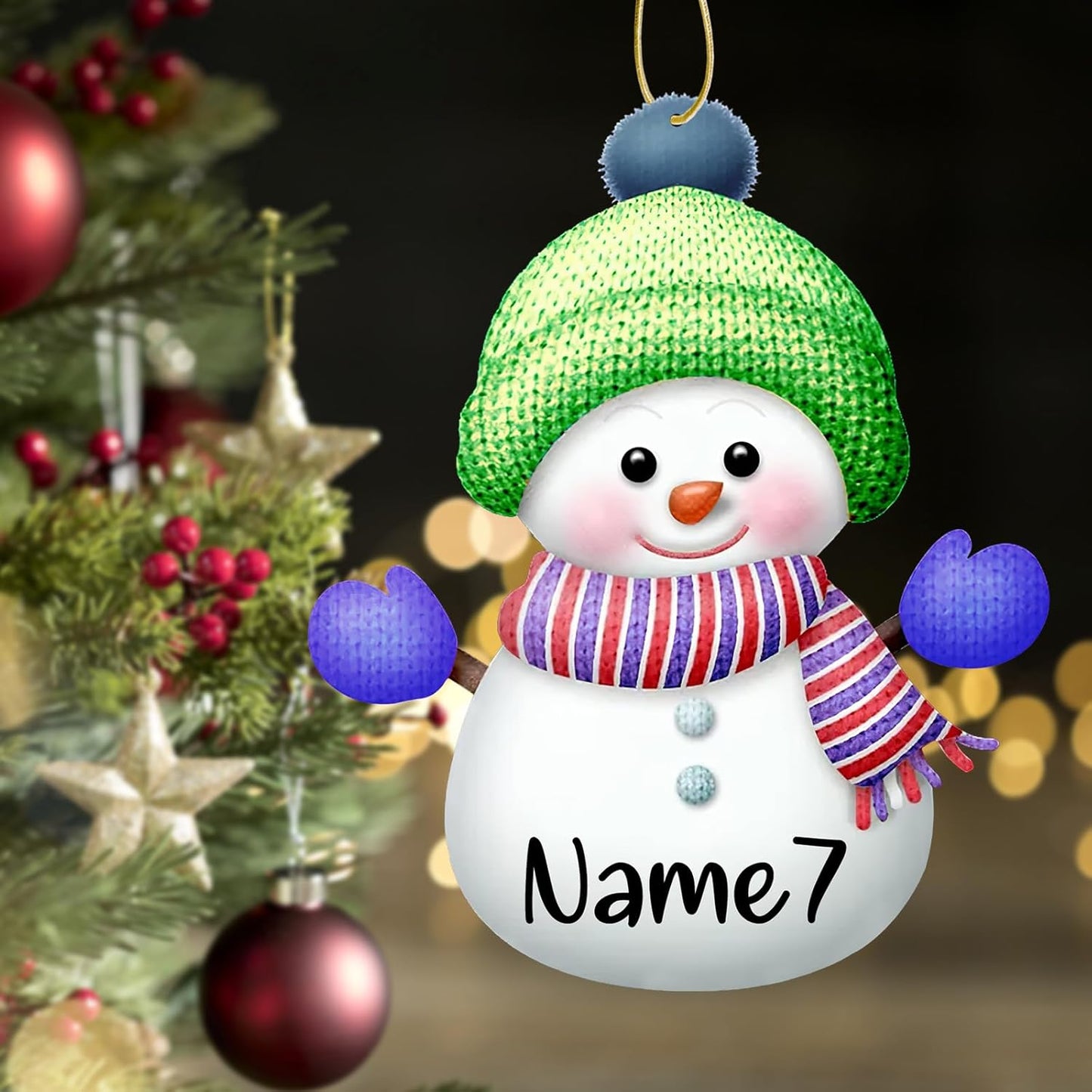 Personalized Christmas Ornaments,7pcs Custom Snowman Ornaments with Name Customized Family Ornament Xmas Tree Hanging Decoration Gift - 3.15"（8cm）