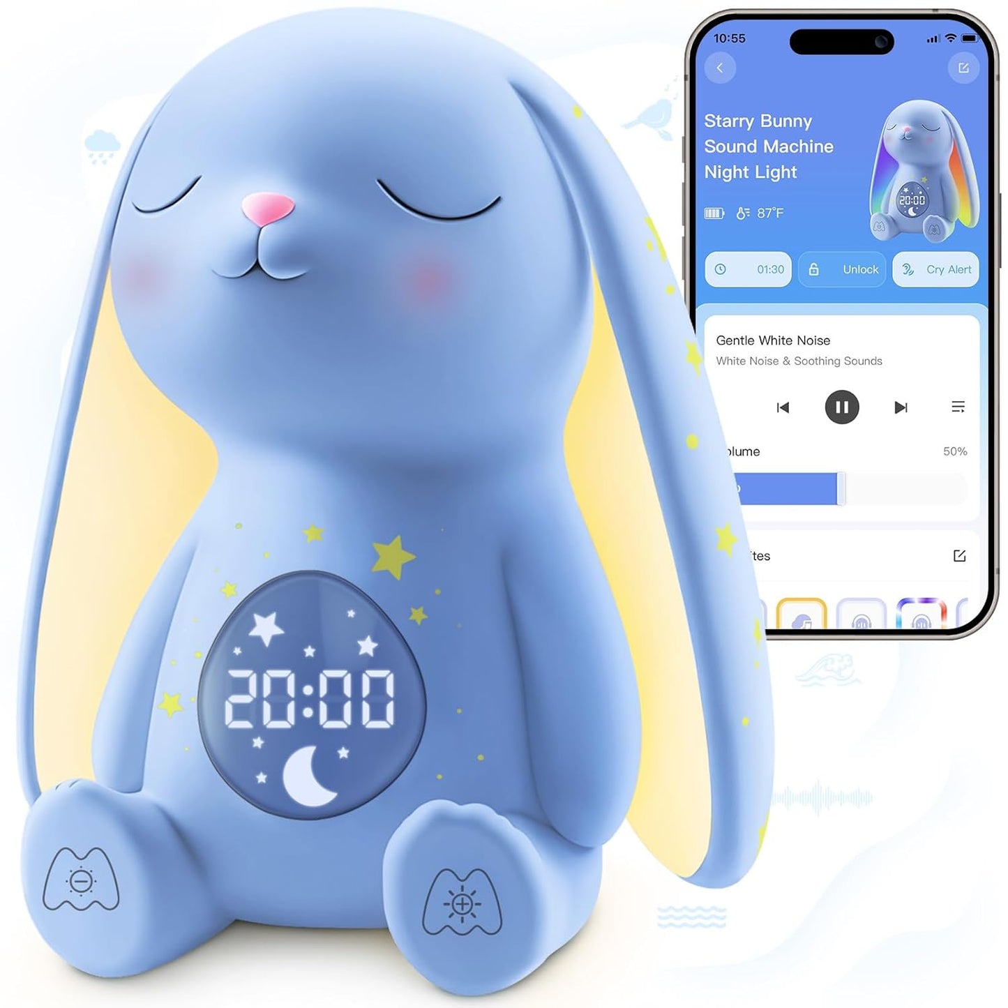 2025 Mom's Choice Awards | White Noise Sound Machine Baby with Night Light, Cry Detection,100 Soothing Sounds, App Control, 150% Battery Life, 50% Faster Sleep, Newborn Essentials