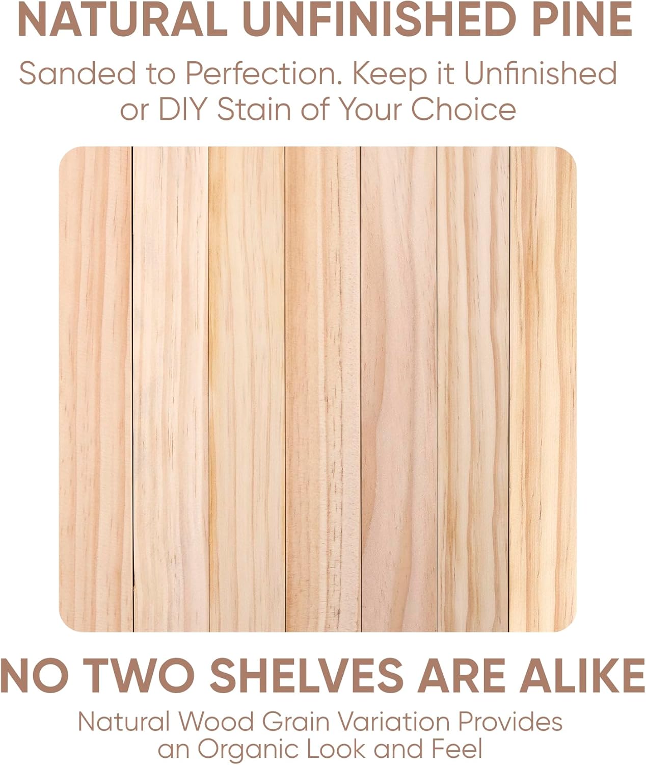 Homeforia 42 inch Wood Floating Shelf, High End Solid Natural Wood 42inch Large Floating Shelves for Wall Mounted, Unfinished Wooden Floating Shelves, Heavy Duty Bracket, 42 X 6.5 X 1.75 in, Set of 2