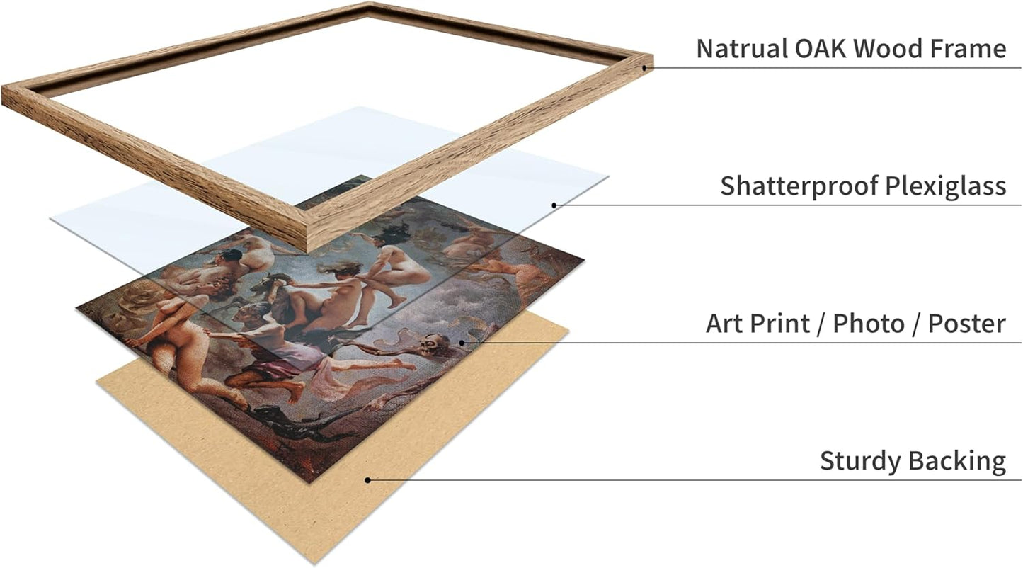 Poster Master Vintage Luis Ricardo Falero Poster - Retro Occult Print - Gift for Gothic, Horror Fan - Witches Going to their Sabbath, Pagan - Wall Decor for Bedroom, Dorm, 16x20 Beige Framed