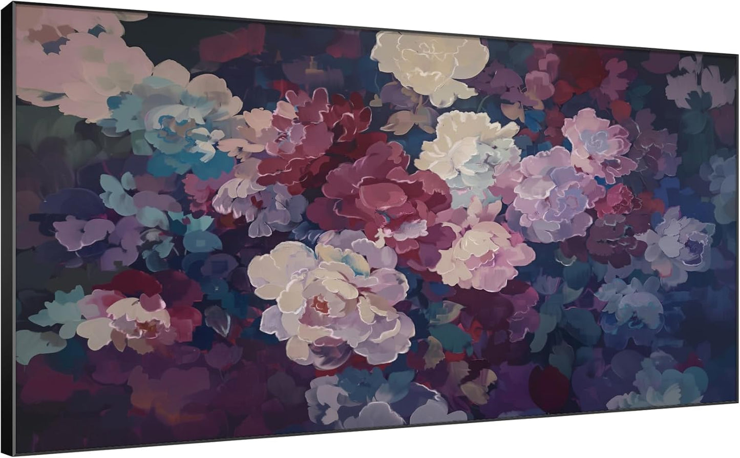 SIGNWIN 36"x72" Extra Large Framed Wall Art Bold Peony Bloom in Colorful Impressionist Style, Lush Floral for Home Living Room Bedroom Decor (Frame Assembly Required)