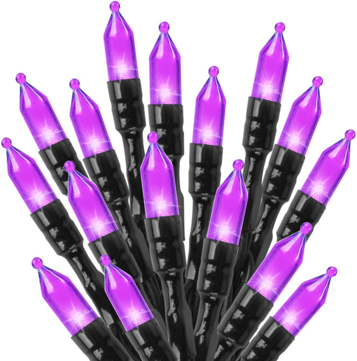 2Pack Christmas Lights Outdoor, 33FT 100 LED Mini Purple Lights Plug in with 8 Modes for Outdoor Indoor Christmas Tree Light Party Holiday Commercial Decorations, Waterproof & Connectable, Purple