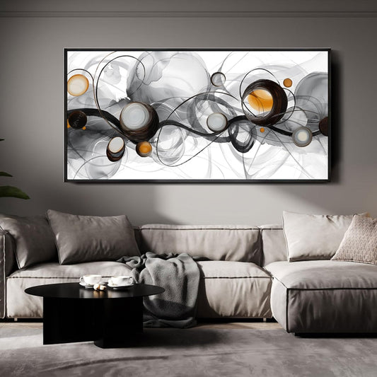 XLSJERST Large Size Frame Wall Art for Living Room - Abstract Artwork Minimalist Painting Modern Black and White Canvas Picture Boho Gray Wall Art