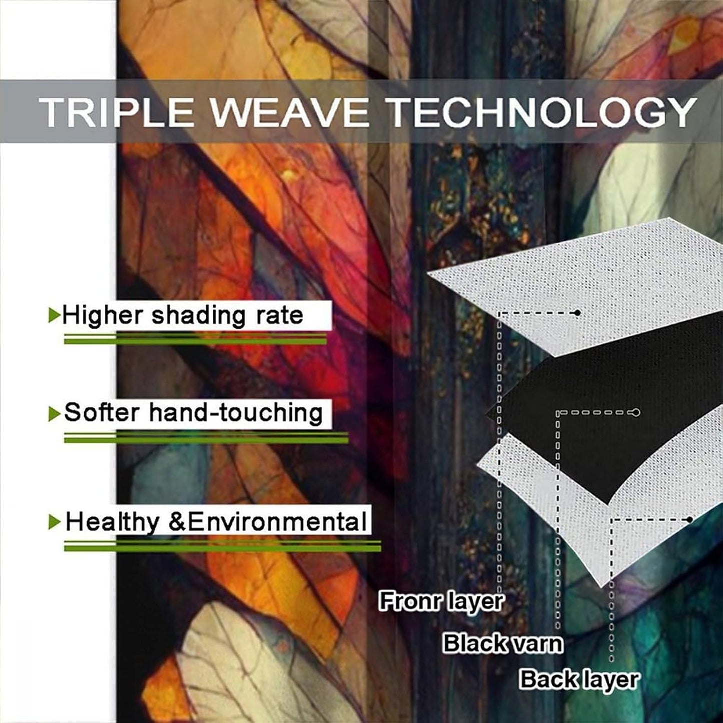 Stained Glass Curtains,Vintage Magical Colorful Abstract Art Home Decor Drapes for Bedroom Living Room Kitchen Window Treatment 2 Panels Set Total Size 63" W X 63" L Inch