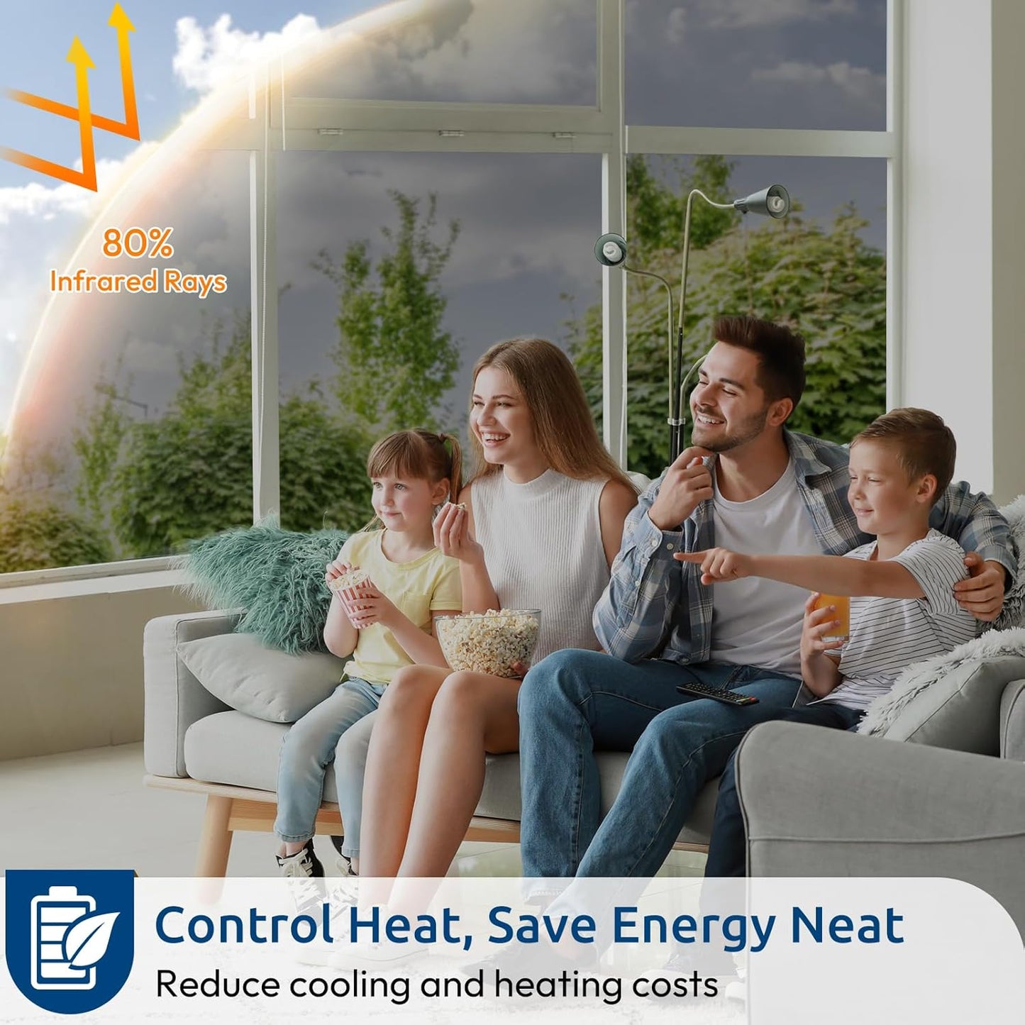 rabbitgoo Window Privacy Film One Way Window Tint for Home, Removable Reflective Heat Sun Blocking Anti UV Glass Door Covering, Mirror Tinting Film House Office, 17.5 in X 9.8 Feet, Silver