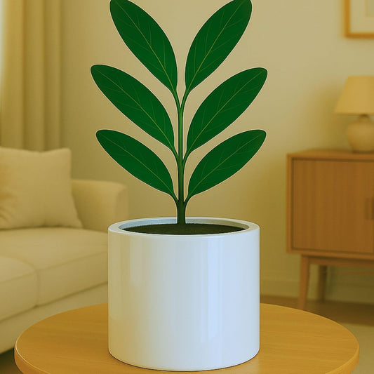 Fox & Fern 8 Inch Plant Pot with Drainage Plug — Premium Lightweight Fiberstone Glossy White Planter; Indoor & Outdoor Planter; 8 Inch Pots for Plants; Weather Resistant & UV Resistant