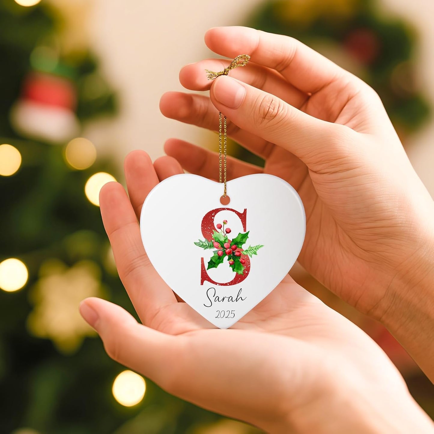 Personalized Christmas Ornaments 2025, Custom Initial Ornaments A-Z Monogram Ceramic Christmas Ornament