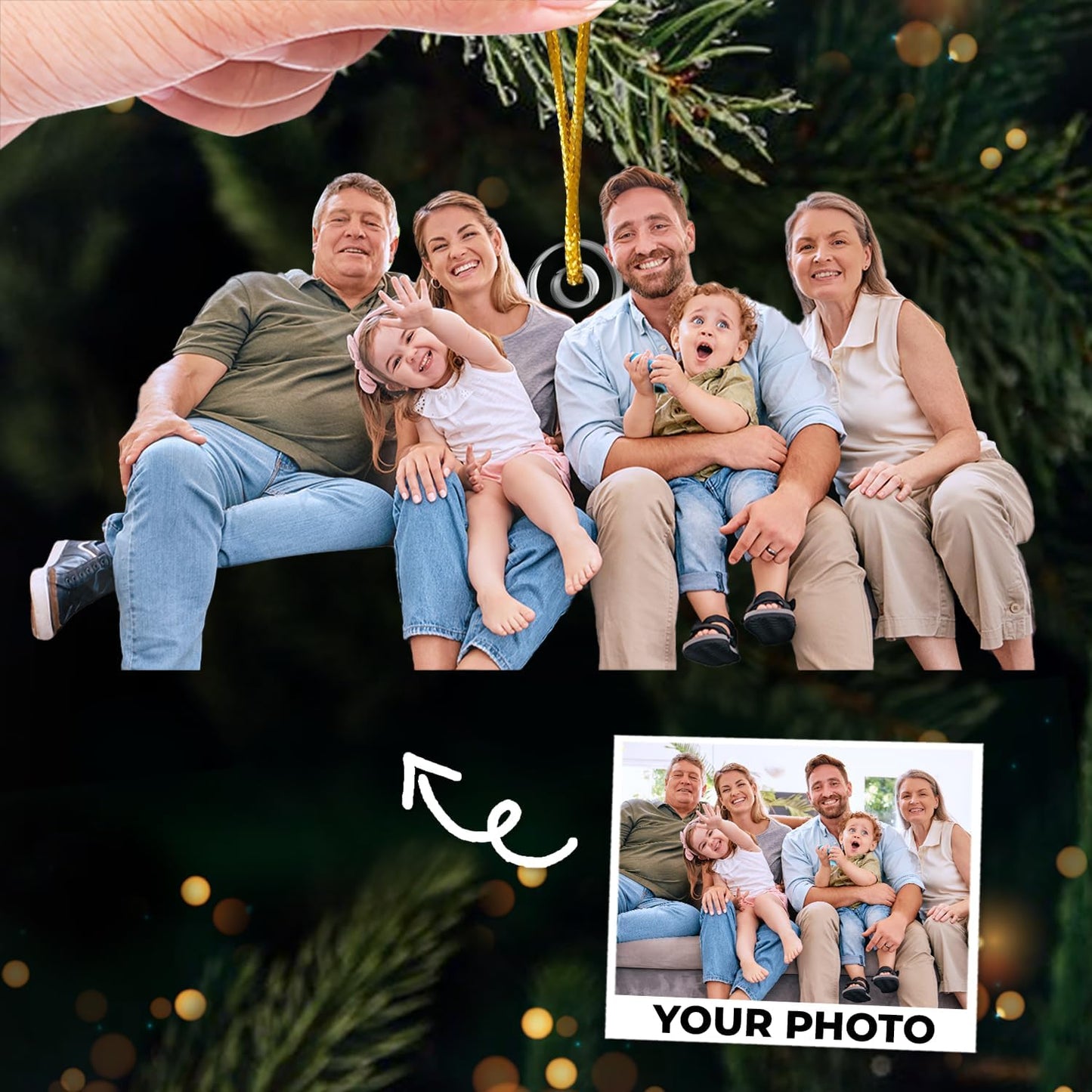 DOPTIKA Custom Photo 2D Acrylic Ornament 2025, Birthday Gifts for Family Members, Christmas Decor, Personalized Funny Family Ornaments for Christmas Tree Hanging, Gifts for Mom Dad