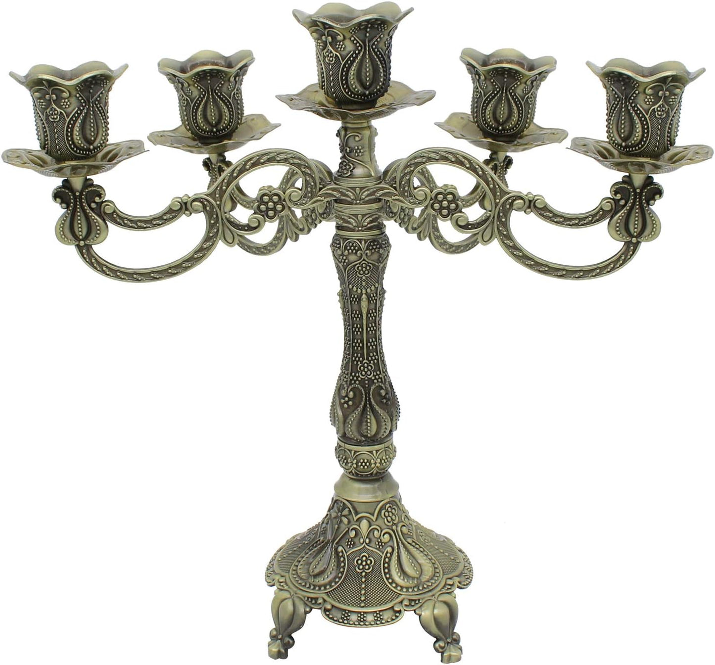 Metal Candelabra 5-Candle 10.1 Inch Tall Candle Holder Stick for Home Wedding Event and Party Festival,Bronze