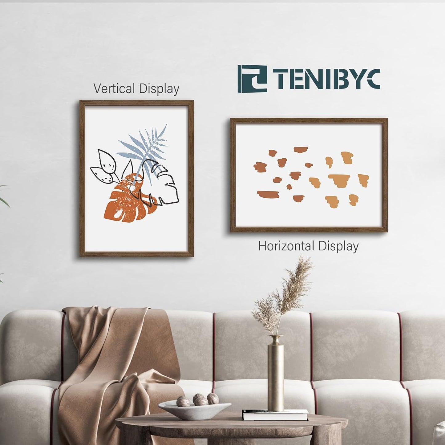 20x28 Picture Frame Set of 3 - Brown Woodgrain, Wood Poster Frame, Gallery Frame - Wall Hanging