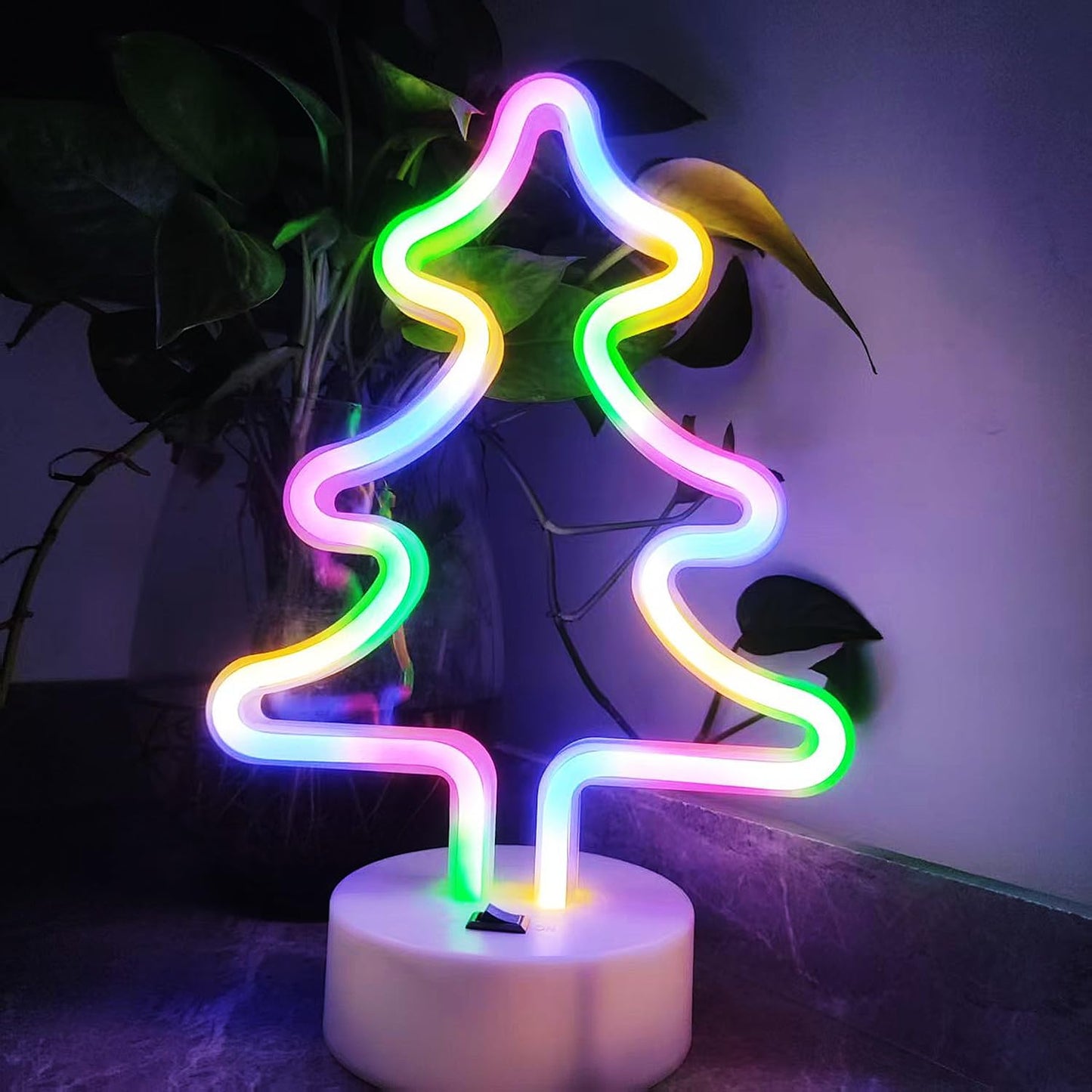 Christmas Tree Neon Light Signs for Bedroom Bedside Dorm Wall Decor,Neon Light up Christmas Decor LED Night Lights Table Ornaments Gifts for Kids Christmas Party,Battery Powered or USB Powered