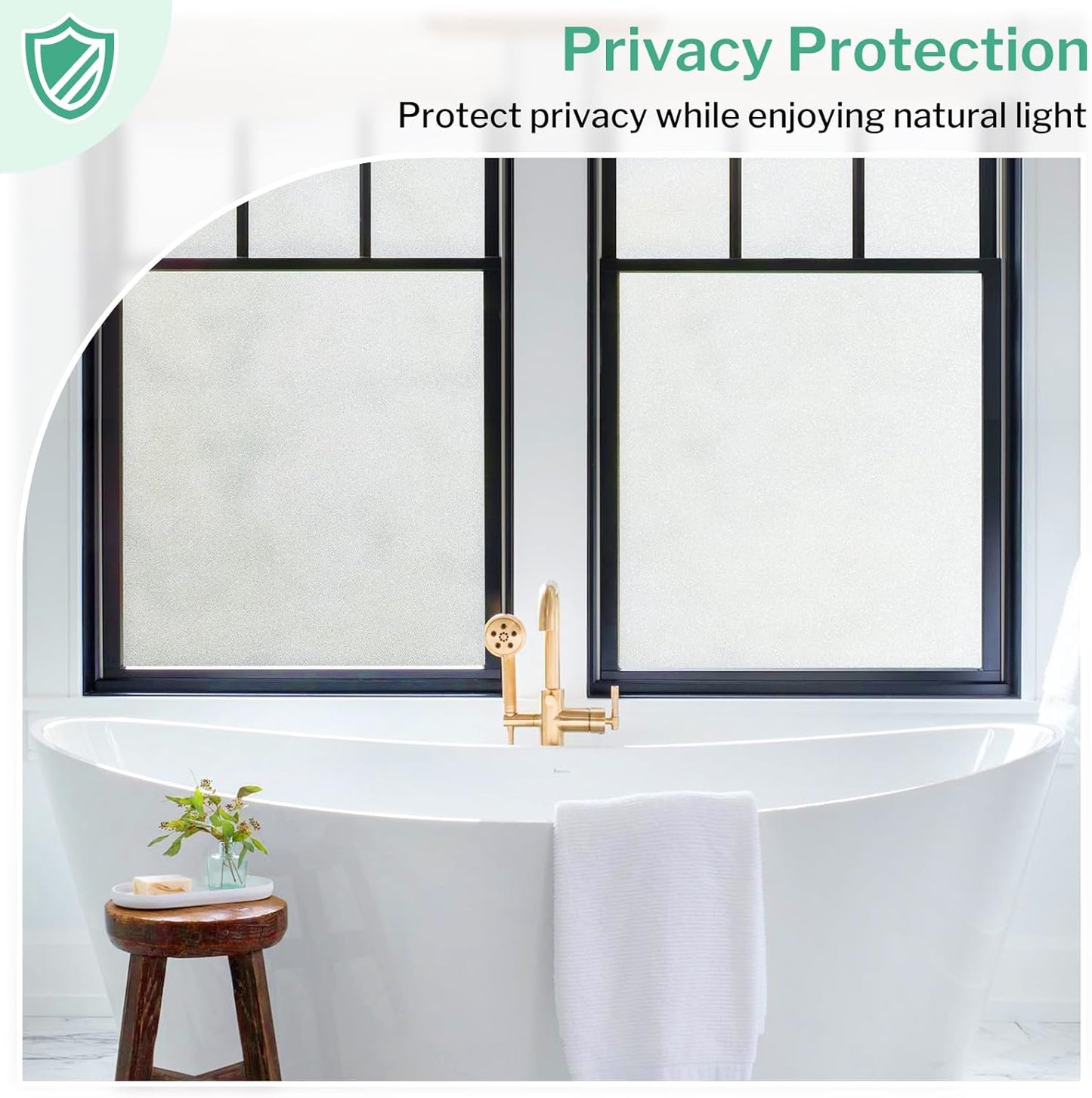 DOWELL Window Privacy Film, Frosted Glass Window Film, Static Cling Non-Adhesive Glass Clings, Sun Blocking Opaque Coverings, Reusable Door Stickers for Bathroom Home Office, Pure, 23.6"x78.7"