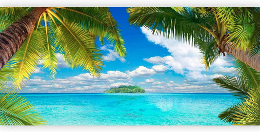 artgeist Wall Mural Nature 216x98 in - XXL Non-Woven Corner Wallpaper Fleece Angle Wall Decor Photo Print Picture Holiday Lagoon Palms n-A-10068-a-a