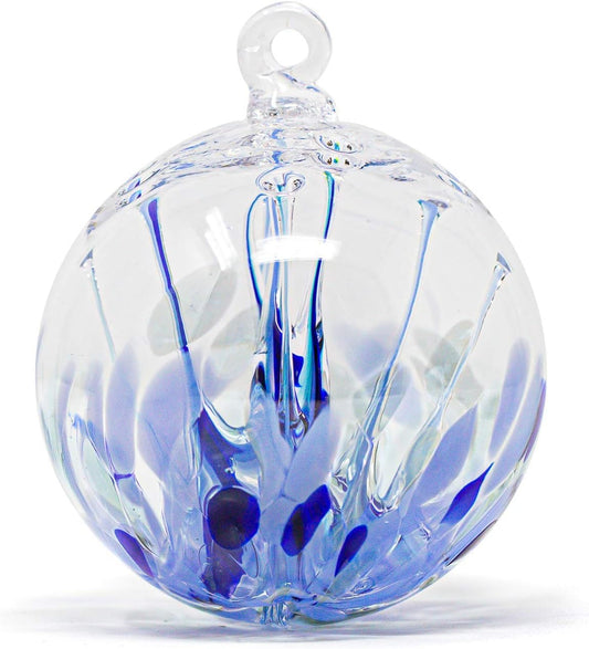 Luke Adams Handmade Glass Gazing Balls for Garden on Clearance – Hand Blown Glass Gazing Ball for Yard Décor – Decorative Garden Globe Raindrop (Blue)