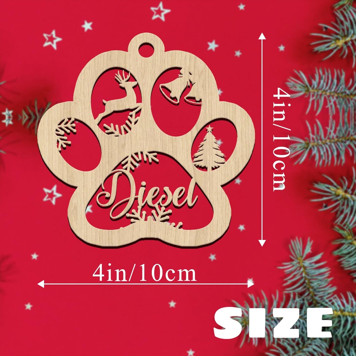 Personalized Wooden Dog Cat Paw Christmas Ornaments 2025 Custom Wood Pet Name Ornament Customized Memorial Dog Hanging Ornament Decoration Gift for Xmas Tree