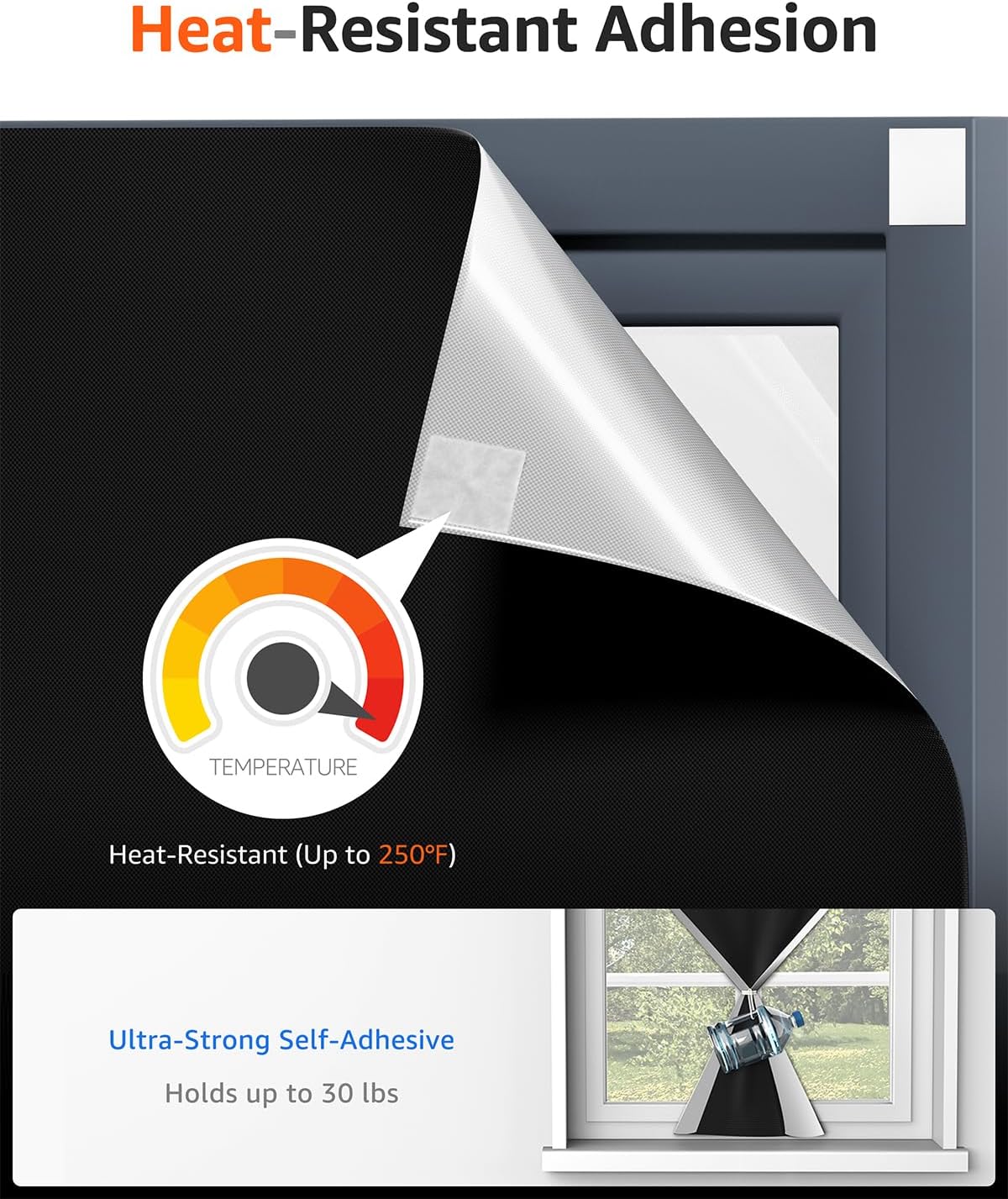 Sumobaby Blackout Curtains for Bedroom 84"x70"Portable Black Out Window Cover with Heat-Resistant Hook&Loop Tape,100% Blackout Shades No Drill Blinds for Windows DIY Cut Fit for Nursery,TV Room(Black)