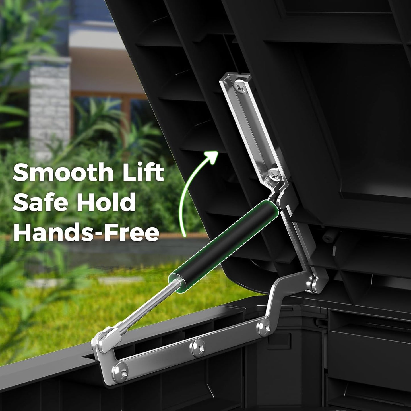 260 Gallon Outdoor Extra Large Resin Storage Box, Waterproof Deck Box Lockable & UV-Resistant, Outside Cushion Storage for Patio Furniture, Garden Tools, Pool Accessories, Black