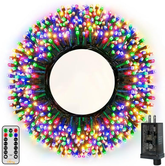 Ollny Christmas Lights, 500LED 164FT Long Christmas Tree Lights with 8 Modes Remote Timer IP44 Waterproof, Outdoor Christmas Lights for Tree House Yard Outside Xmas Decorations Multicolor