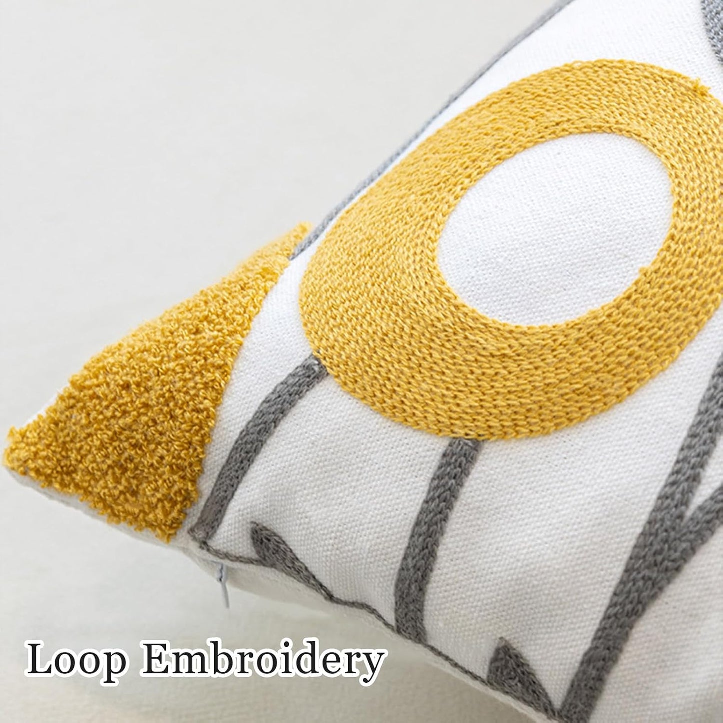 Embroidered Throw Pillow Cover Farmhouse Aesthetic Design Cushion Covers Spring Woven Floral Pillowcase for Living Room Bedroom Sunny Petals