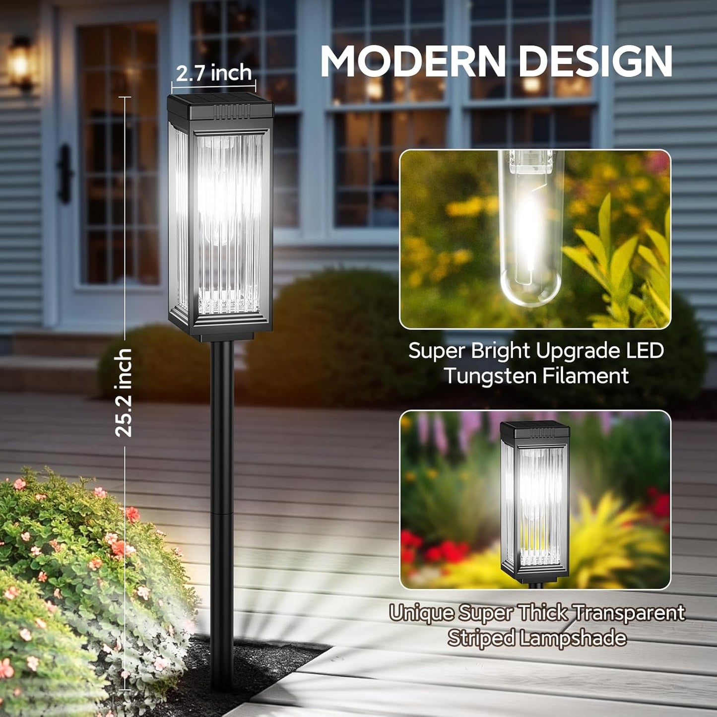 Solar Pathway Lights Outdoor, 8 Pack Upgraded Solar Lights Outdoor Waterproof, Bright Up to 15 Hrs Auto On/Off Garden Light for Yard Patio Lawn Path Walkway Driveway Outside Decor(Cool White)