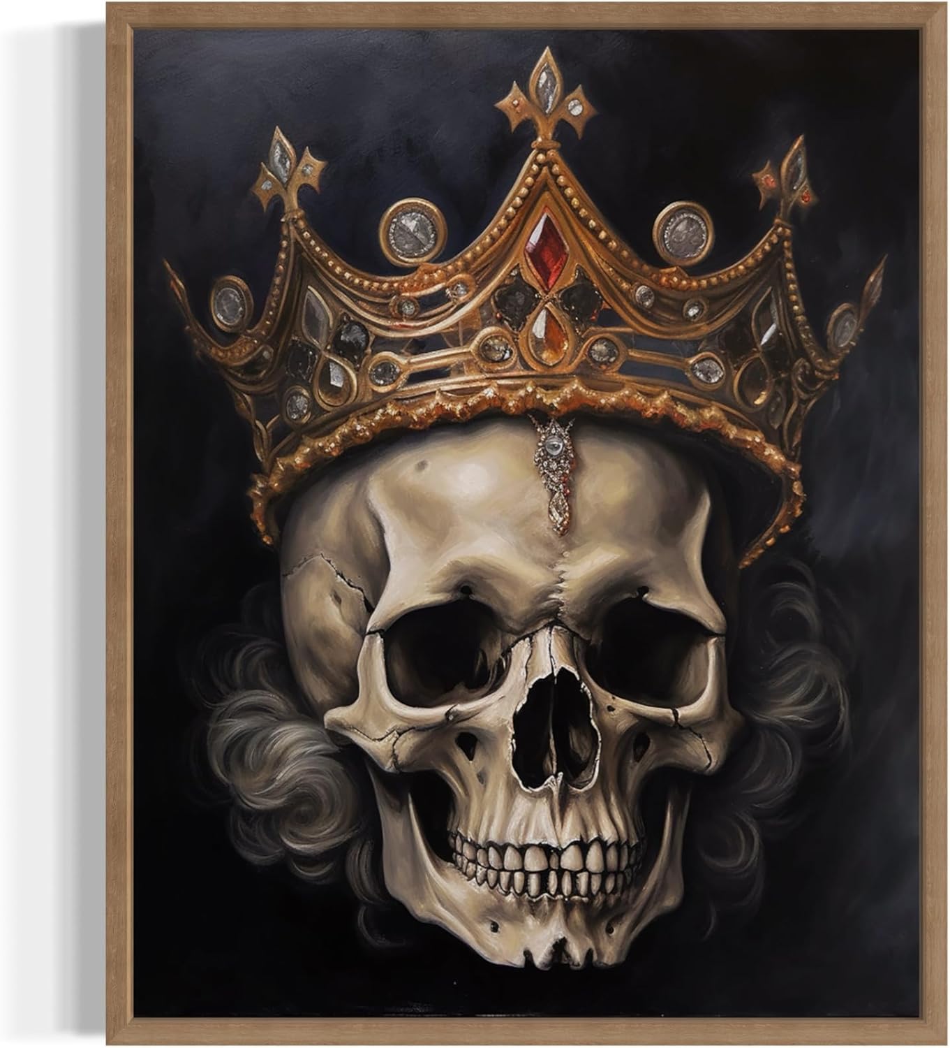 Skull Queen Poster Art Print, Halloween Scary Vintage Wall Art Academia Spooky Painting Decoration for Horror Prints, Gothic Posters Bedroom Decor 89 (Skull Queen, 16 x 20 inches, Wood Frame)