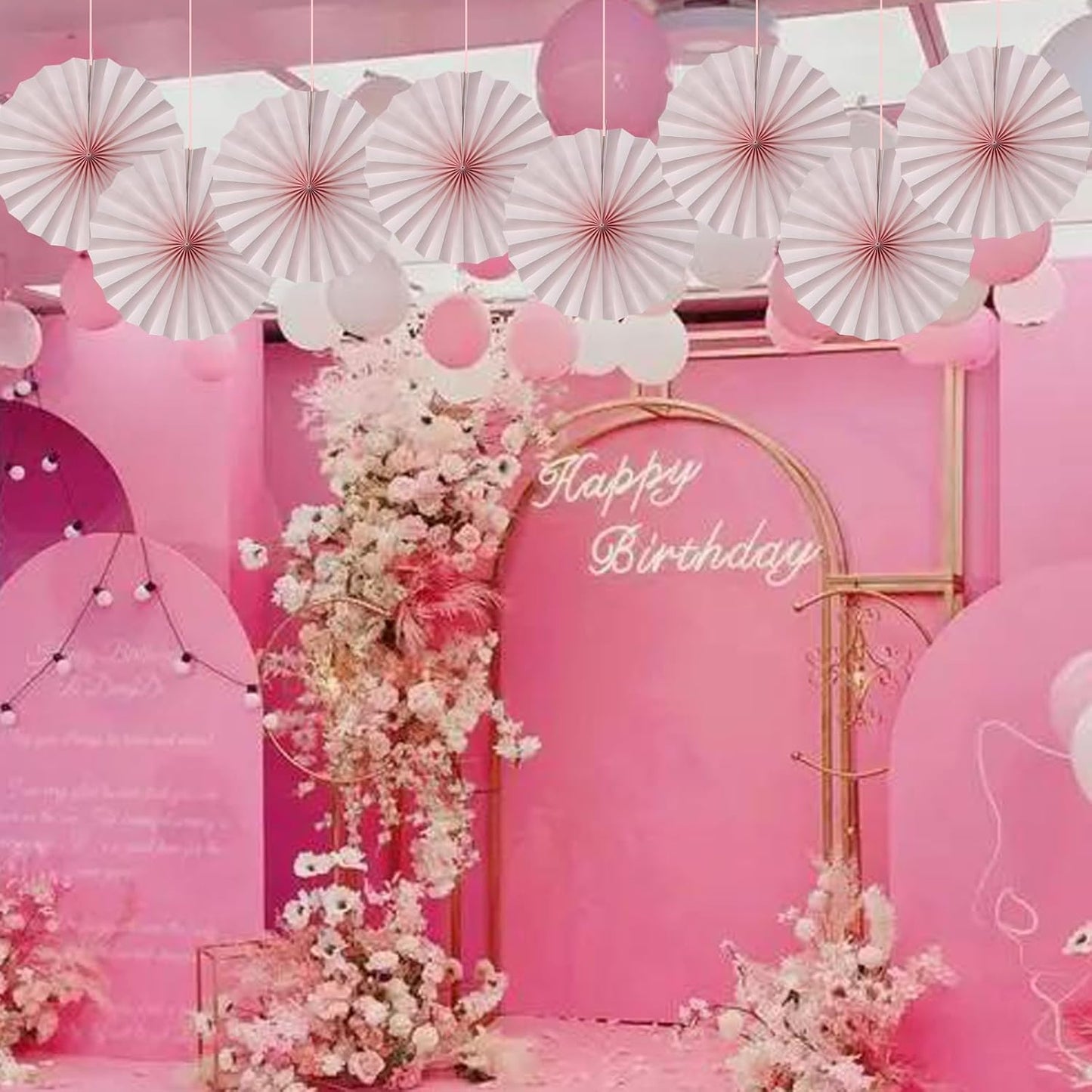 Pink Birthday Decorations,DIY Pink Paper Fans Hanging Decoration ,Party Supplies Party Fans 12in, Pink Christmas,Wedding Graduation Events Accessories 30 Color DIY Set (Baby Pink)