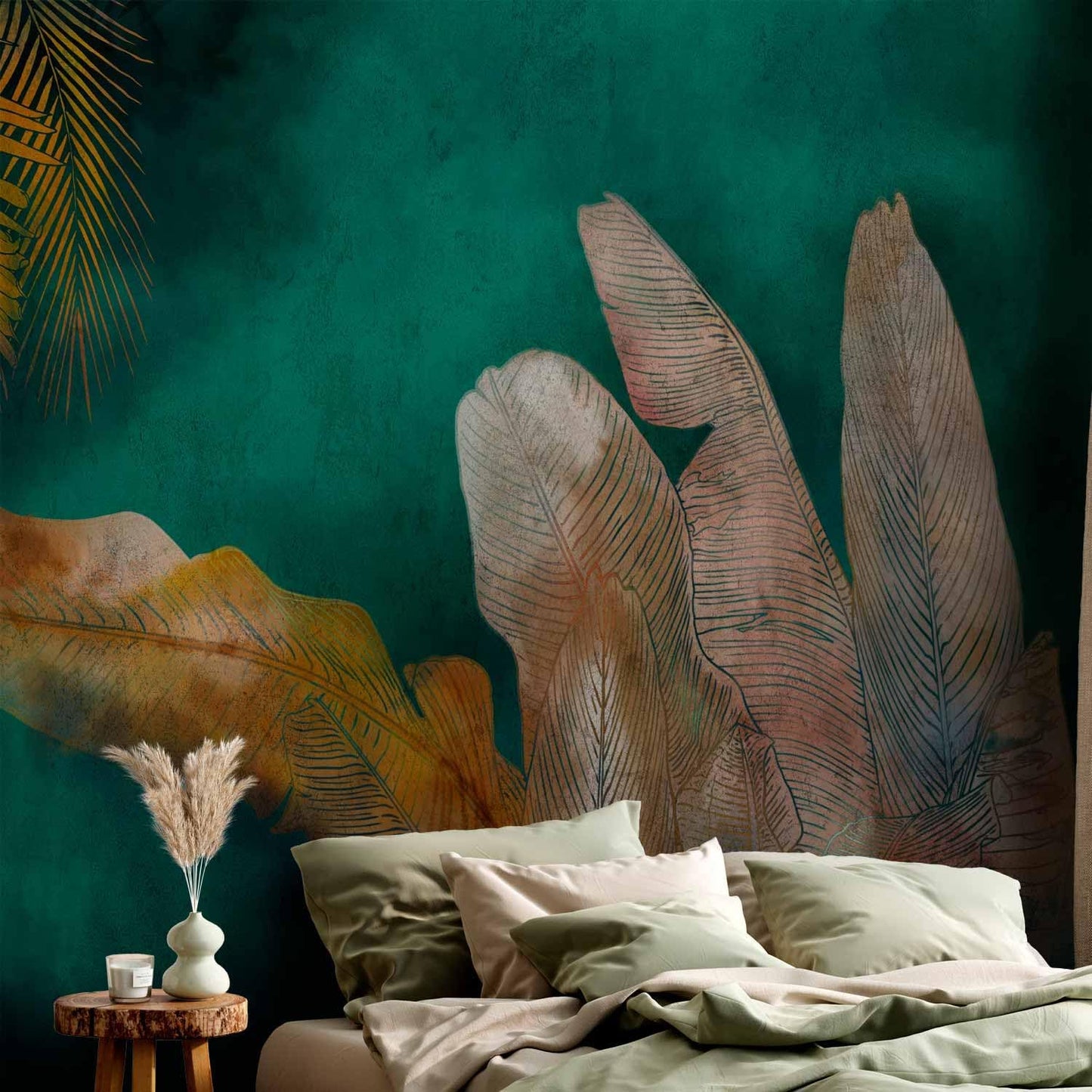 artgeist Premium Wall Mural Jungle 98x69 in - XXL Non-Woven Wallpaper Fleece Wall Decor Photo Print Picture Image Design Leaves Green Yellow Nature b-A-0825-a-a