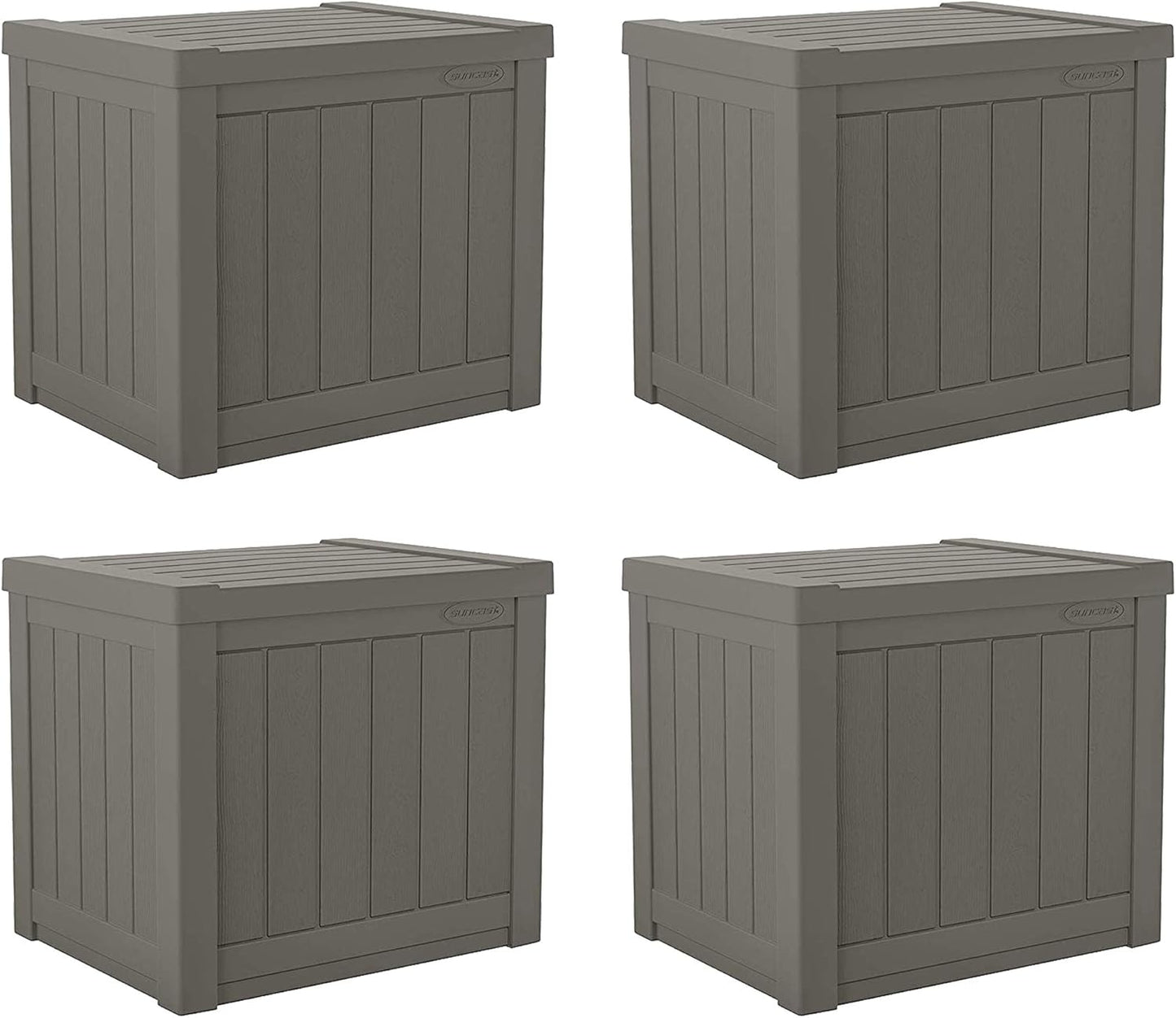 Suncast SS500ST 22 Gallon Small Resin Outdoor Patio Storage Deck Box (4 Pack)