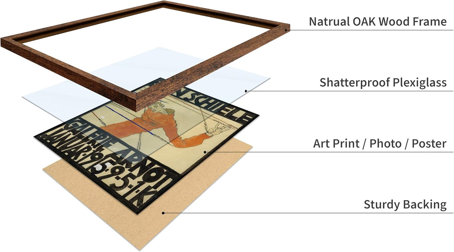 Poster Master Vintage Painting Poster - Retro Expressionism Print - Self Portrait as the Martyred St Sebastian - Gift for Artist, Friend - Wall Decor for Home, Office, 8x10 Brown Framed