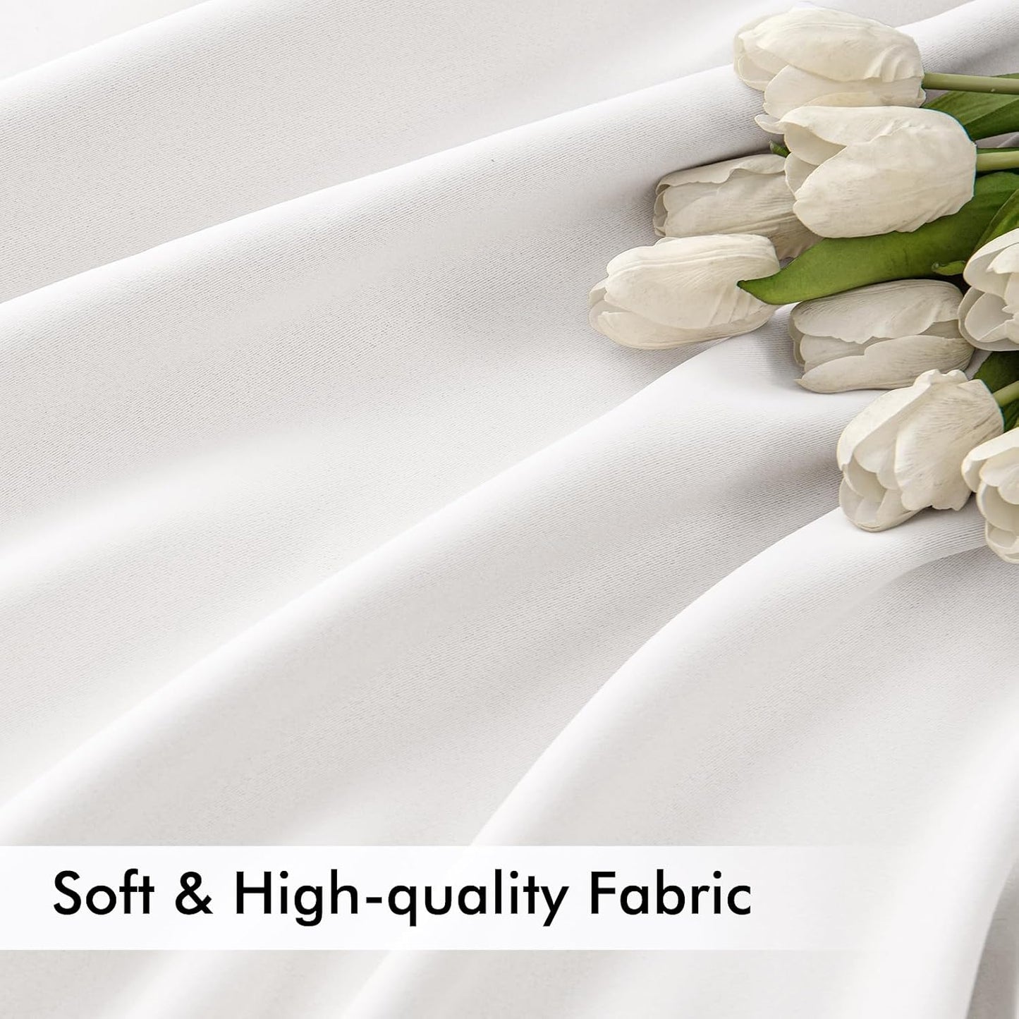 MIULEE Pure White Back Tab Blackout Curtains 108 Inch Long 2 Panels Set for Bedroom, Rod Pocket/Pinch Pleat Extra Long Thermal Insulated Living Room Darkening Pleated Light Blocking Drapes