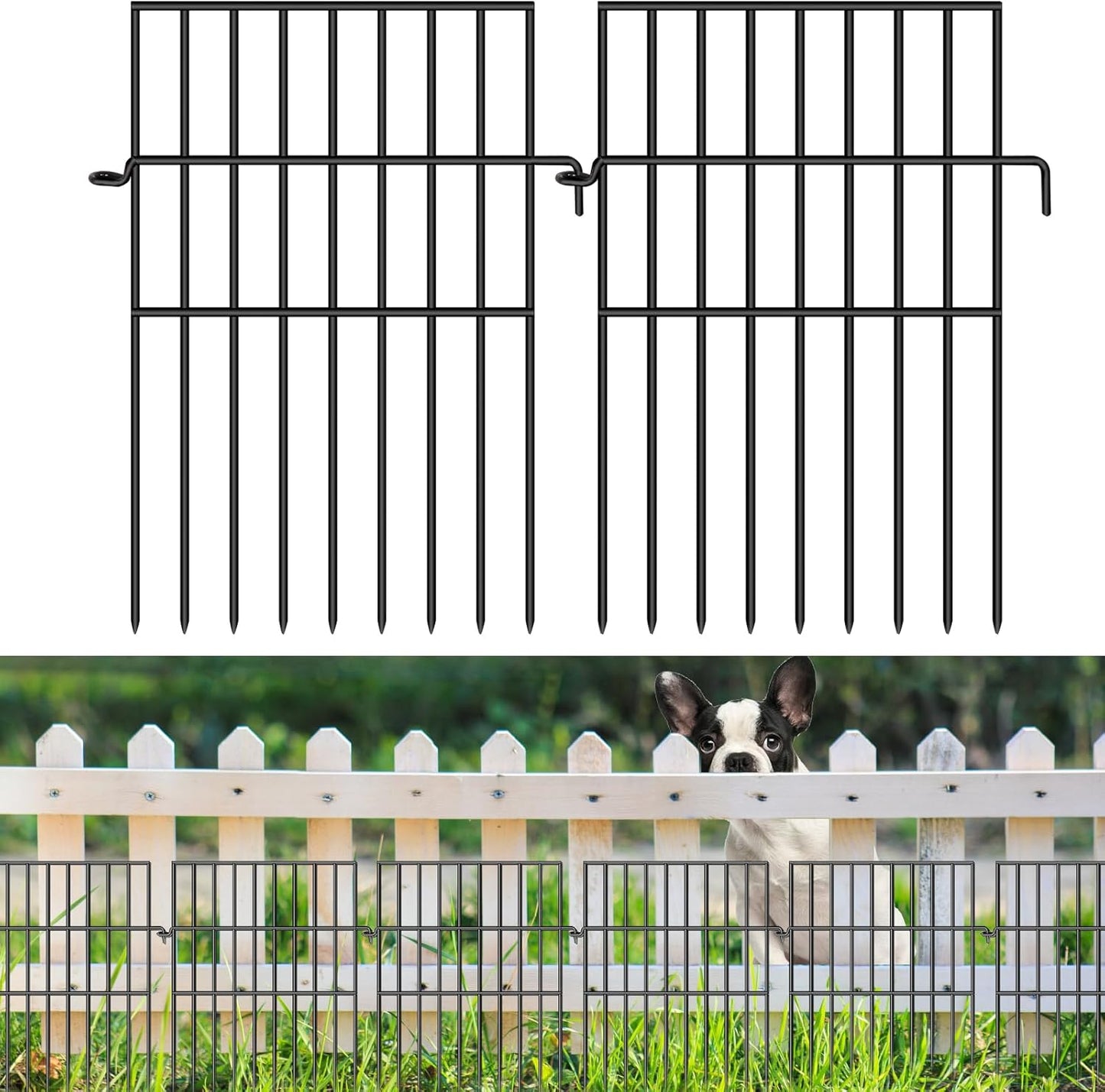 Animal Barrier Fence, 10 Panels No Dig Fences, 17in(H) X 10.8ft(L) Garden Fence Animal Barrier for Rabbits and Dog Under Fencing Barrier, Rustproof Metal Fences Border for Outdoor, Yard, Patio