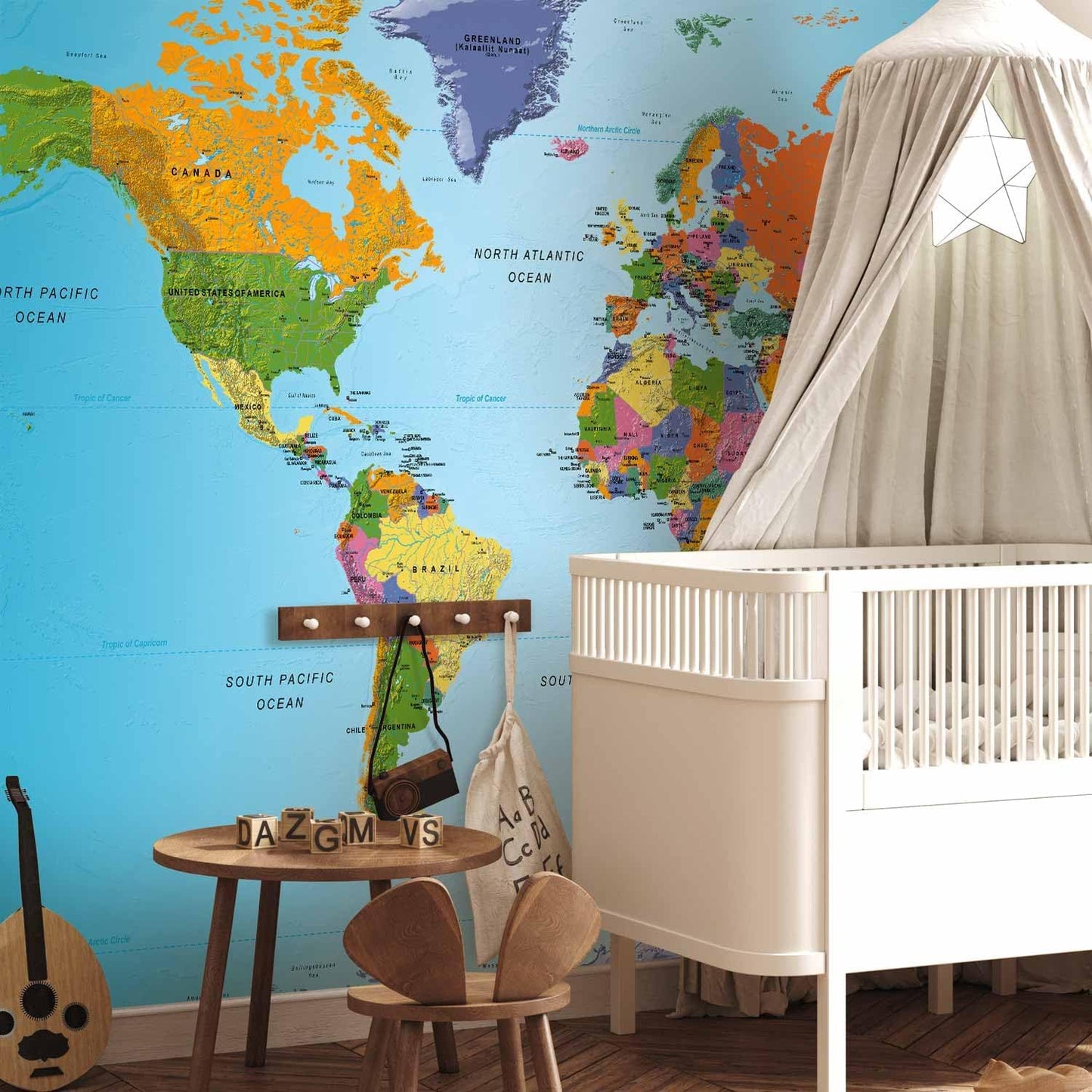 artgeist Premium Wall Mural World Map 157x110 in - XXL Non-Woven Wallpaper Fleece Wall Decor Photo Print Picture Image Design Home Map of The World k-A-0095-a-a