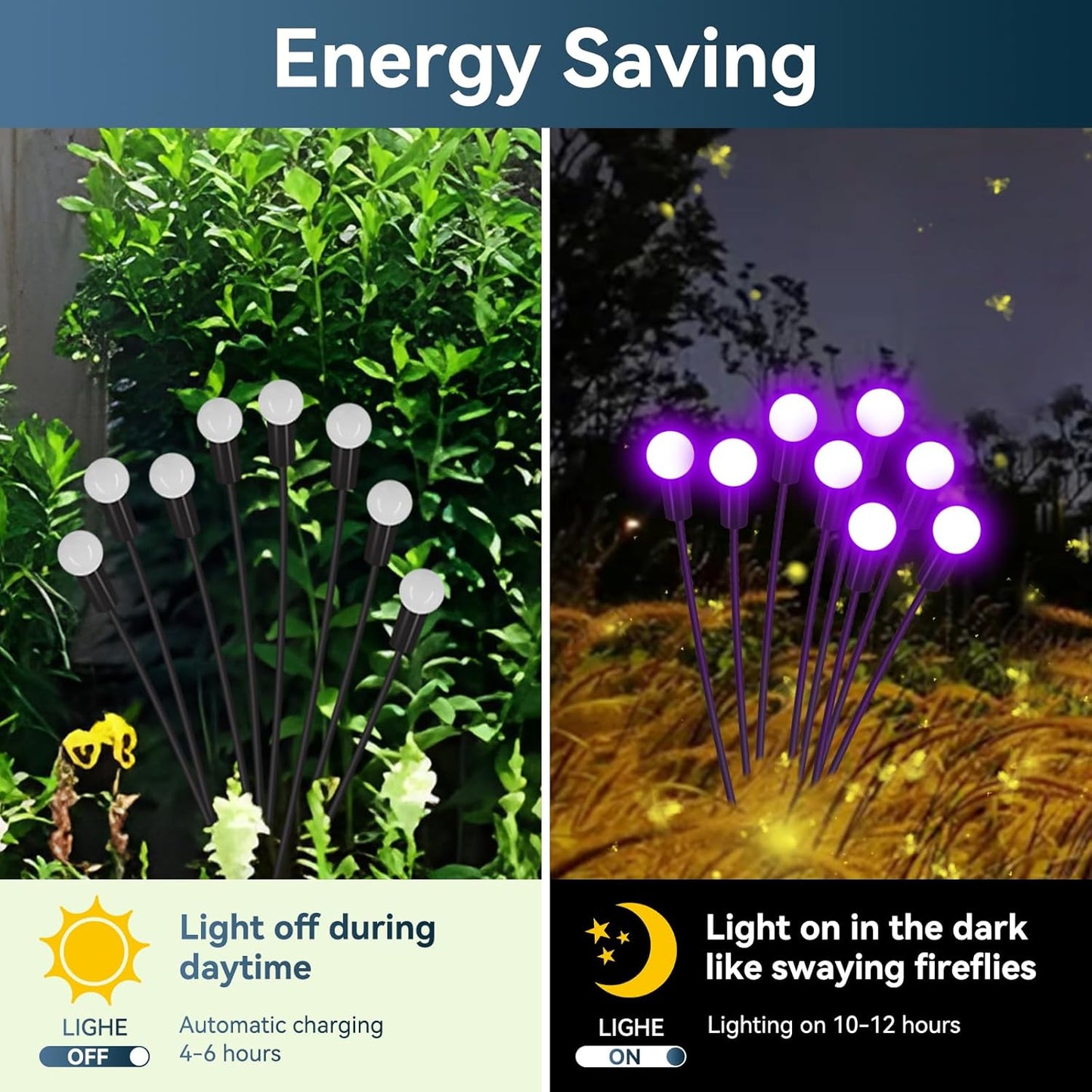 Solar Garden Lights Outdoor Waterproof, 4 Pack 32 LED Swaying Light Firefly Light Outdoor Decor Lights for Garden Gifts for Pathway Party Christmas Decoration, Purple